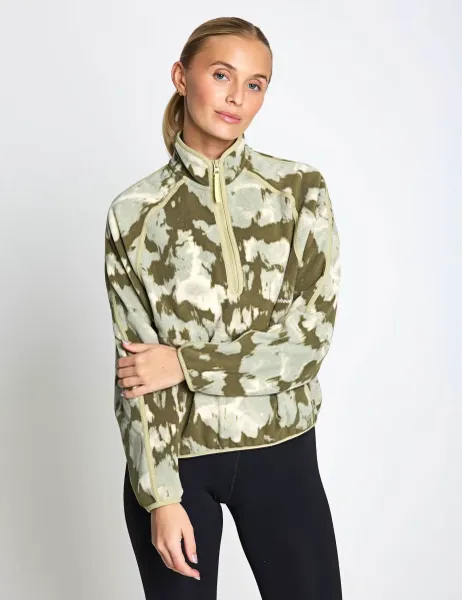 Berghaus Bamburgh Printed Half Zip Funnel Neck Fleece Khaki Mix
