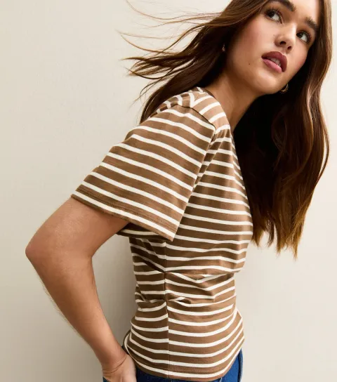 Women's Brown Striped Corset Top
