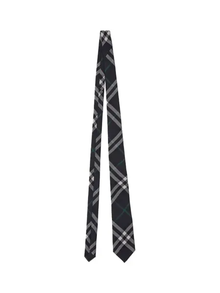 Men Check Silk Tie Charcoal