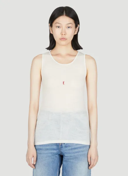 Logo Embroidery Wool Tank Top