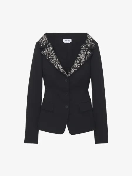 Embroidered Off-the-shoulder Harness Jacket