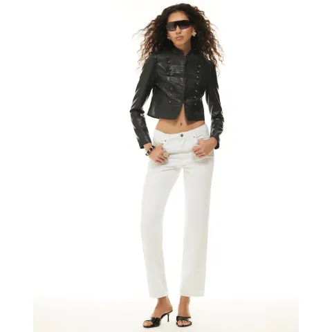 River Island Faux Leather Fitted Drummer Jacket