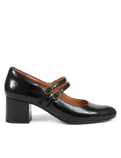 Jones Bootmaker Patent Leather Double Strap Mary Jane Shoes Black