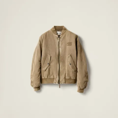 Garment-dyed gabardine bomber jacket