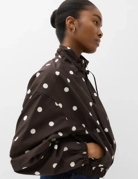 Marks & Spencer Cotton Rich Funnel Neck Bomber Jacket Brown Mix
