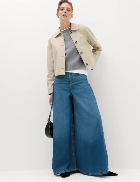 Marks & Spencer Vintage Look High Waisted Baggy Wide Leg Jeans Medium Indigo