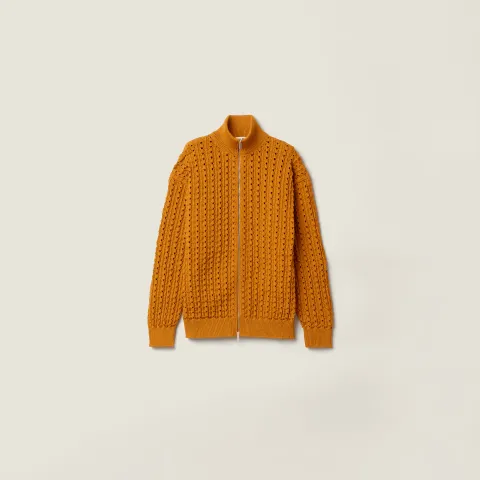 Technical yarn zipper cardigan