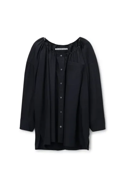 BUNGEE SCOOP NECK MINI SHIRT DRESS