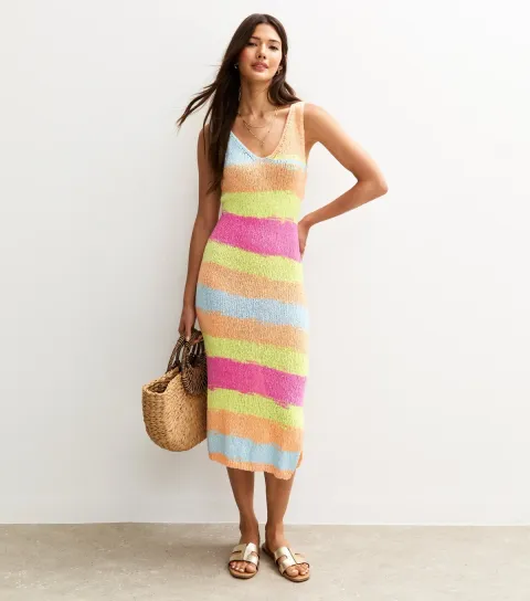 Women's Multicolour Graduated Knitted Midi Dress
