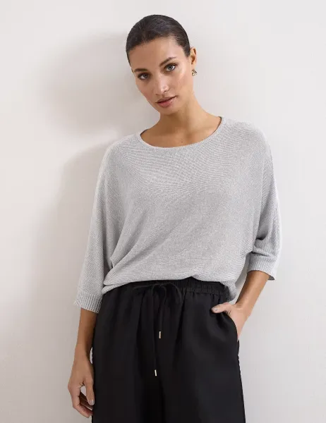 Phase Eight Metallic Cristine Knit Jumper Silver