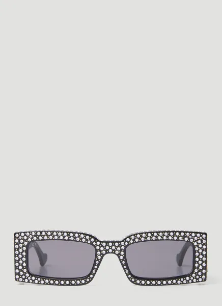 Crystal Embellished Rectangular Sunglasses