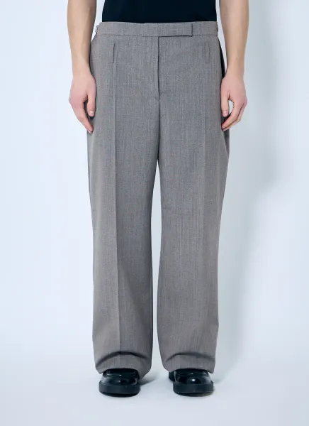 Belted Tailored Wool-Blend Pants