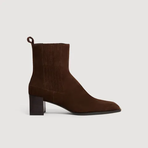 SANDRO Suede ankle boots with metal toe