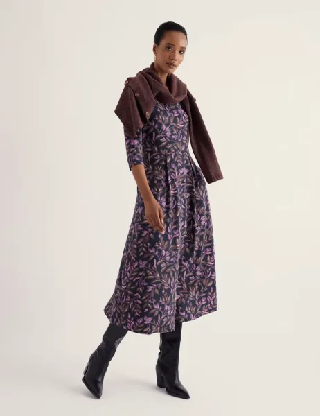 Seasalt Cornwall Cotton Rich Floral Midi Dress Purple Mix