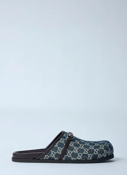 Denim Horsebit Mules