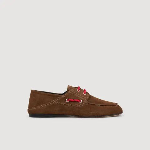 Suede lace-up boat shoes