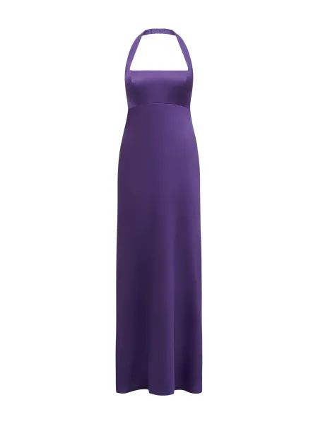 Purple April Open Back Satin Maxi Dress