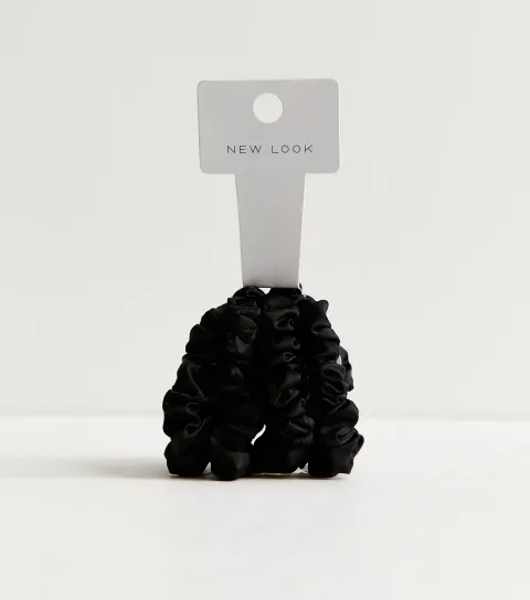 Black Pack of 6 Skinny Satin Scrunchies