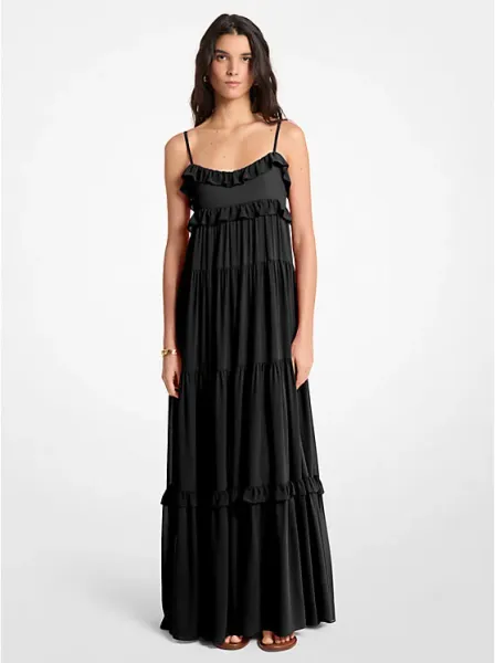 Ruffled Georgette Tiered Maxi Dress
