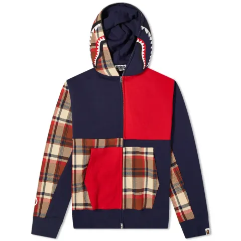 Bape Check Shark Relaxed Zip Hoodie