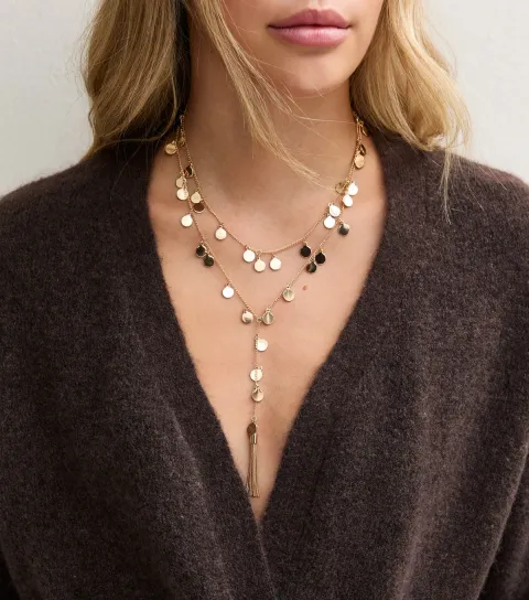 New Look Gold Tone 2 Layer Long Tassle Necklace
