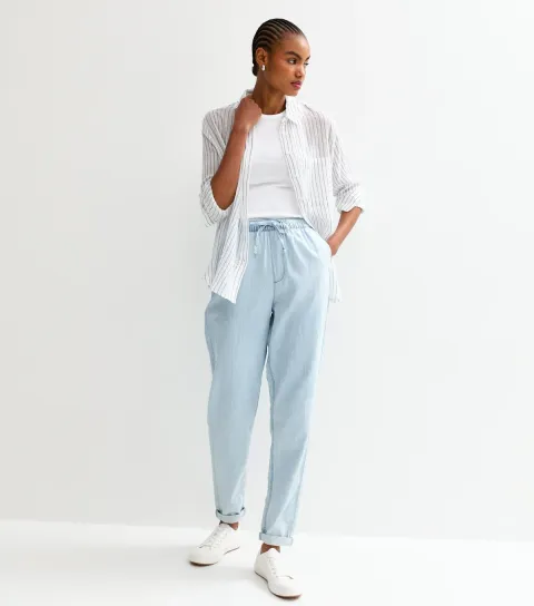 Women's Tall Light Blue Tapered Leg Denim Trousers
