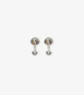 Enamel Check Cufflinks in Silver