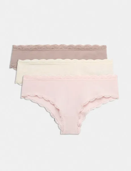 Marks & Spencer 3pk Cotton Rich Hipster Knickers Oatmeal Mix