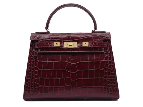 Maya Large Orinoco 'Croc' Print Calf Leather Handbag - Wine 2