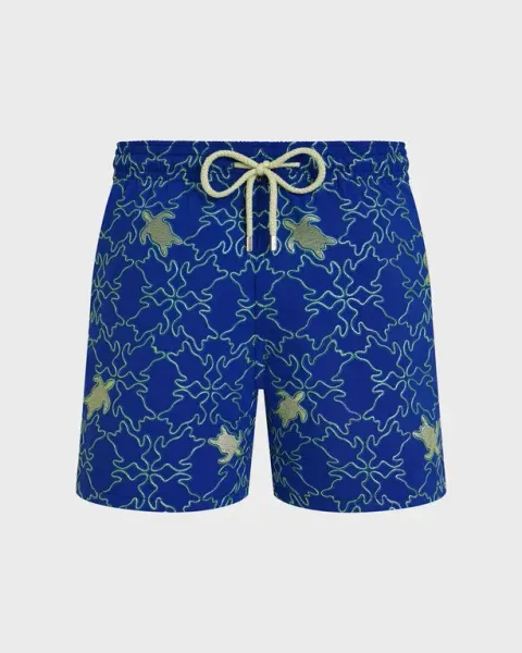Vilebrequin Men Swim Shorts Embroidered Turtles Net