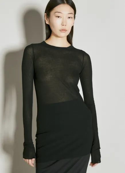 Ribbed Semi-Sheer Top
