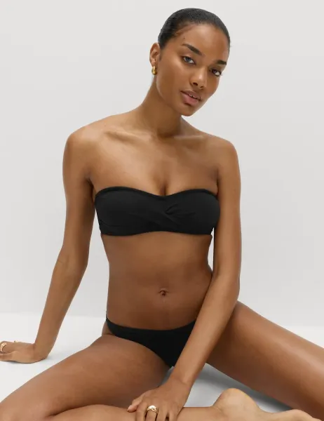 Marks & Spencer Padded Twist Front Bandeau Bikini Top Black