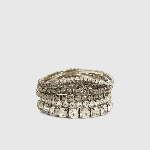 River Island Diamante Cupchain Stretch Bracelet Set