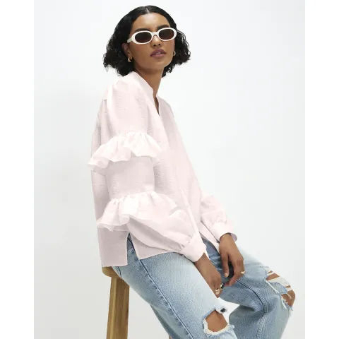 River Island Long Sleeve Ruffle Blouse