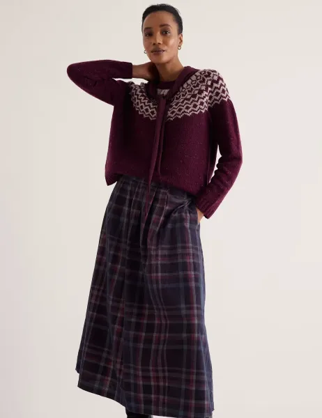 Seasalt Cornwall Merino Wool Rich Fair Isle Jumper Purple Mix