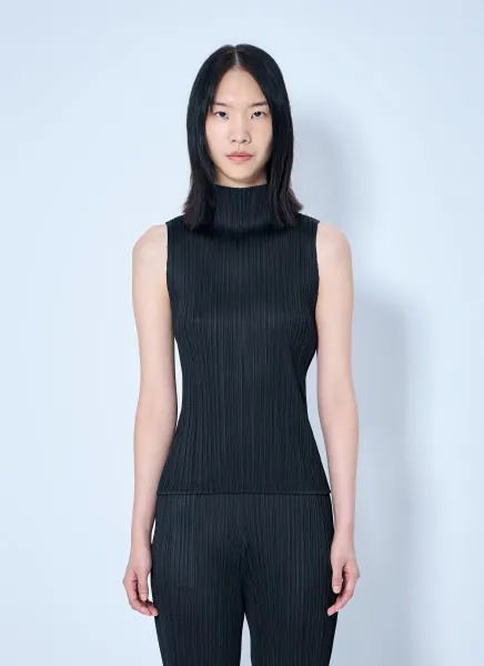 Sleeveless Ribbed High-Neck Top
