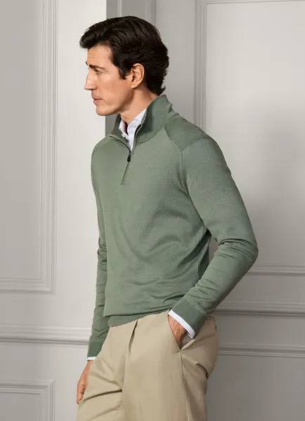 Silk-Cotton Quarter Zip Jumper