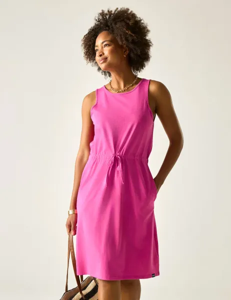 Regatta Amorie Cotton Rich Knee Length Waisted Dress Bright Pink