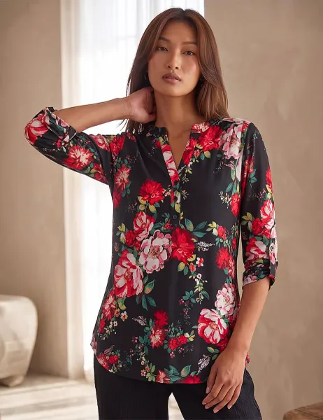 Roman Floral Shirt Red Mix