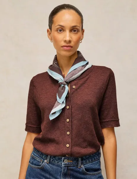 White Stuff Cotton Rich Cardigan Brown