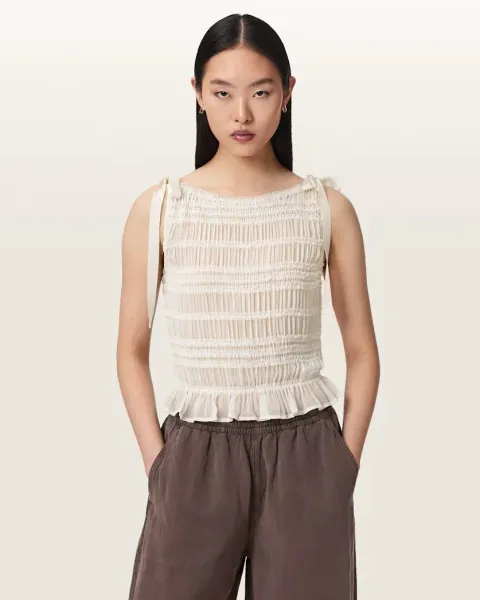 Lotus Shirred Boat Neck Top