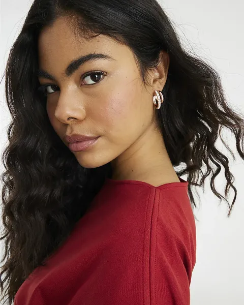 River Island Rose Double Hoop Earrings
