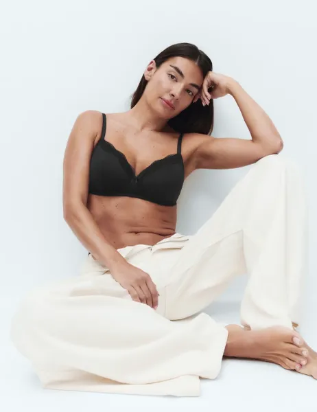 Marks & Spencer Jasmine Lace Non Wired Full Cup Bra A-E Black