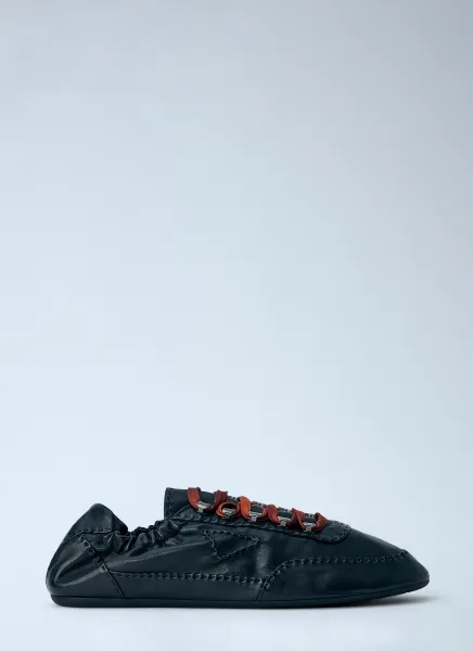 Prada Collapse Antiqued Nappa Leather Sneakers