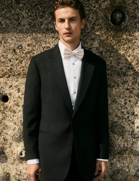 Jaeger Tailored Fit Pure Wool Tuxedo Jacket Black