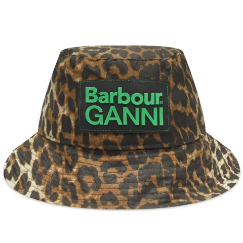 x Ganni Waxed Leopard Hat