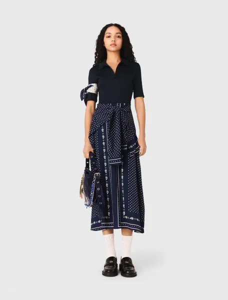 Patterned mixed-material dress