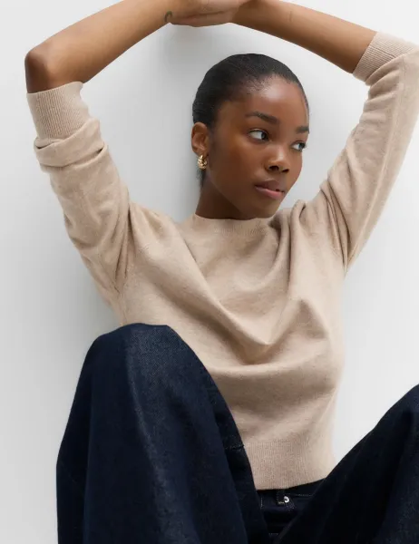 Marks & Spencer Shoulder Detail Relaxed Jumper Oatmeal