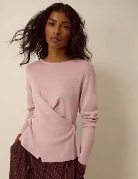Monsoon Crew Neck Jumper with Wool Pink