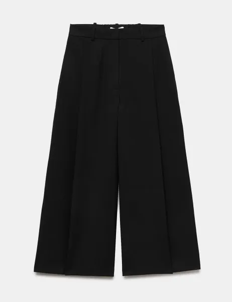 Marks & Spencer Woven Pleated Wide Leg Culottes Black